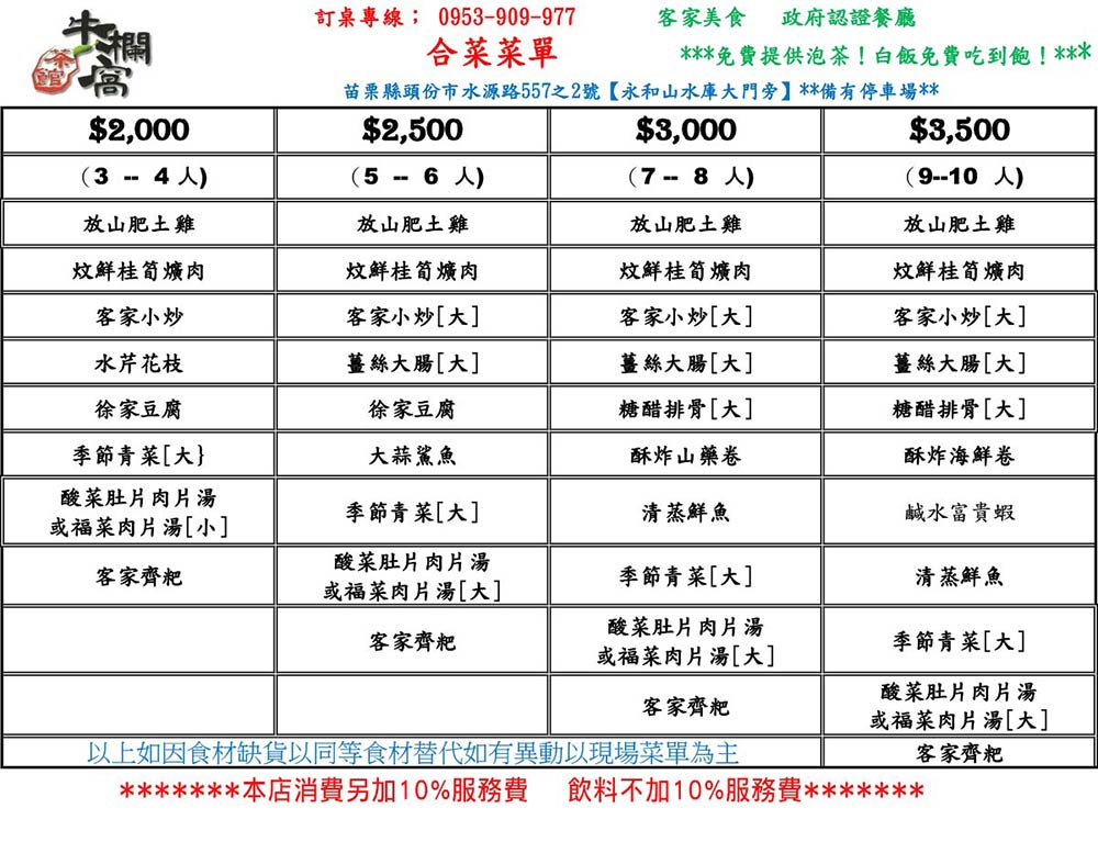 單點菜單